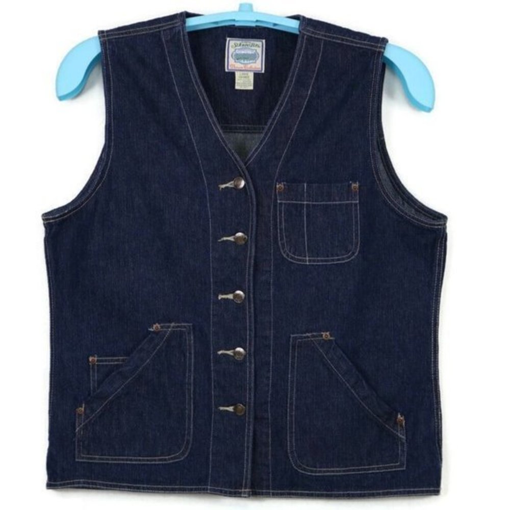 St.‎ Johns Bay Denim Jean Jacket Vest V-Neck L Large
